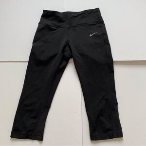 Nike Dri Fit Capri Legging Xs Black Mesh Drawstring